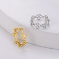 Anillo Retro con Tréboles de 4 Hojas para Mujer oro