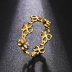 Anillo Retro con Tréboles de 4 Hojas para Mujer oro
