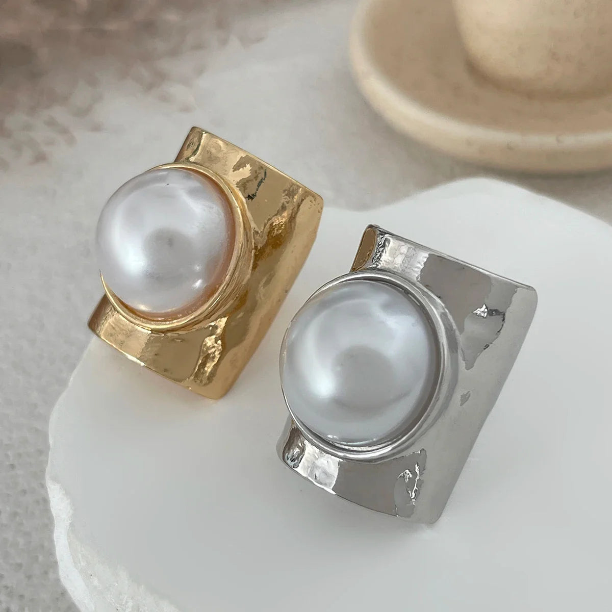 Anillo Retro Mujer con Perla oro