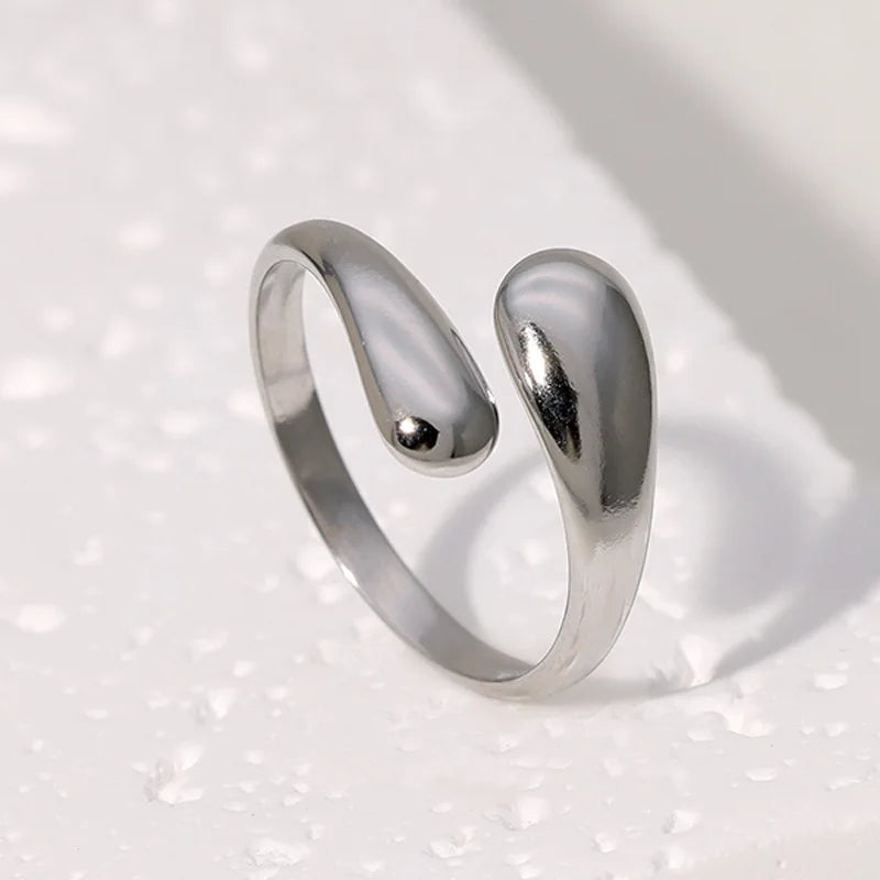 Anillo Retro Gota de Agua plata