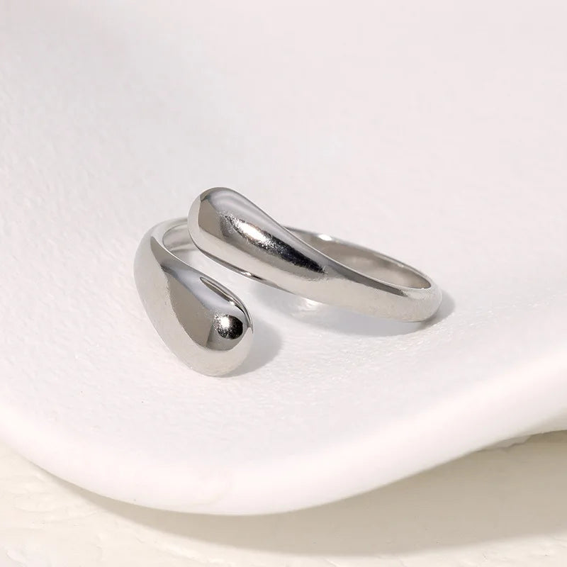 Anillo Retro Gota de Agua plata