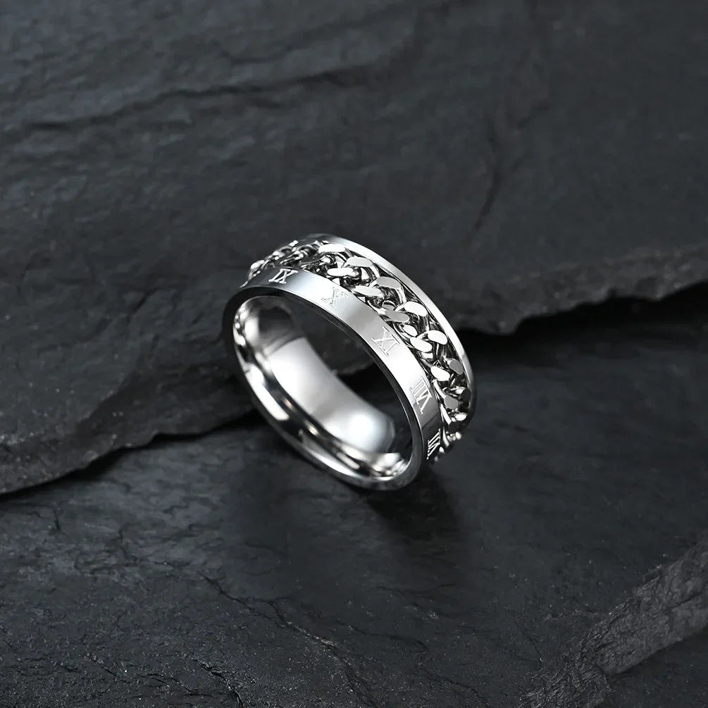 Anillo Giratorio Anti-Estrés para Hombre plateado