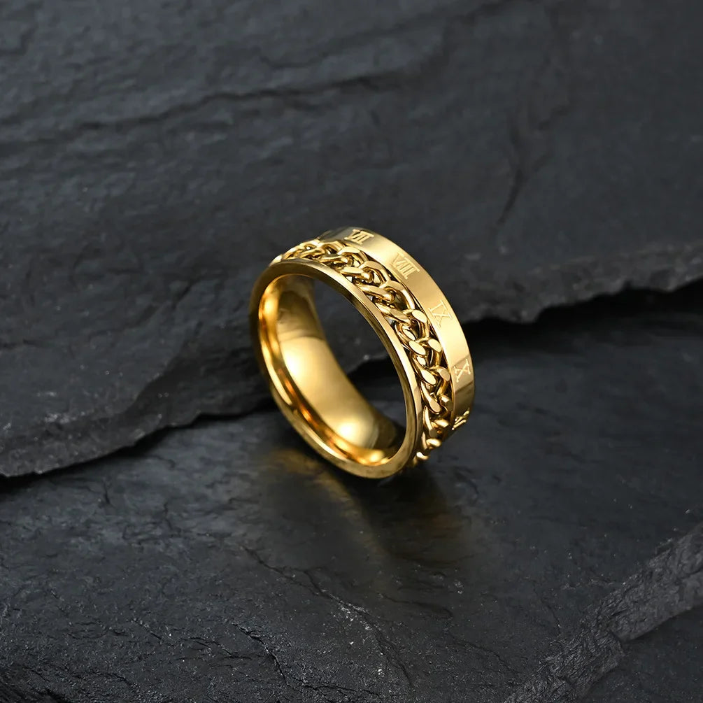 Anillo Giratorio Anti-Estrés para Hombre dorado