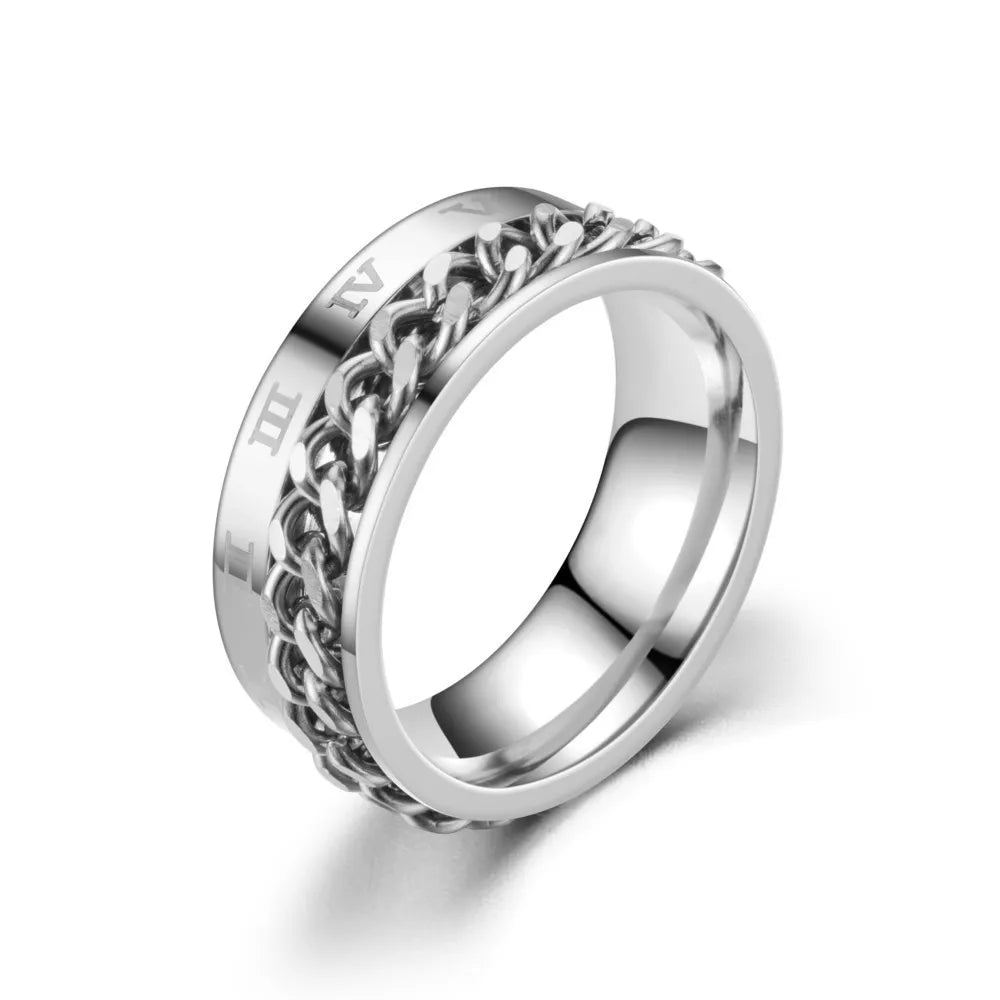 Anillo Giratorio Anti-Estrés para Hombre plateado