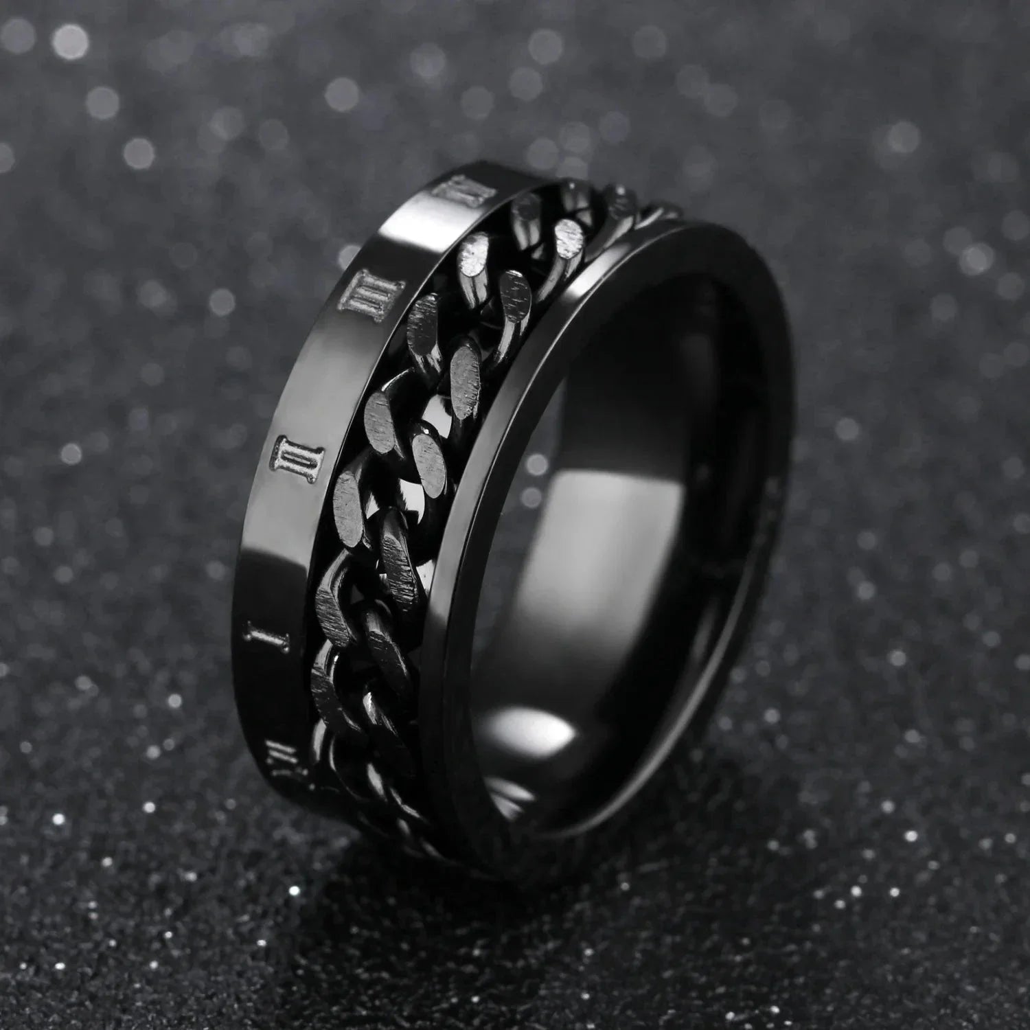 Anillo Giratorio Anti-Estrés para Hombre negro