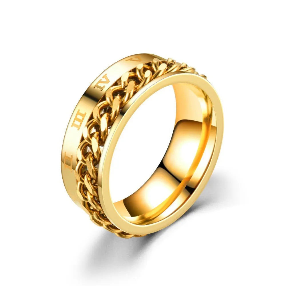 Anillo Giratorio Anti-Estrés para Hombre dorado