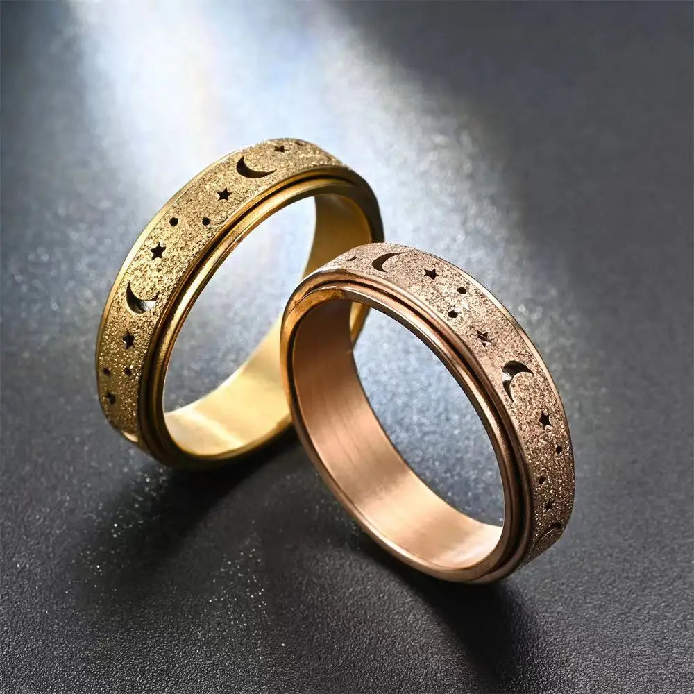 Anillo Giratorio con Cuartos de Luna para Hombre oro rosa