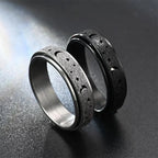 Anillo Giratorio con Cuartos de Luna para Hombre negro