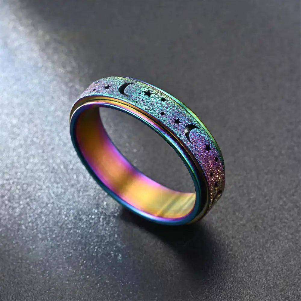 Anillo Giratorio con Cuartos de Luna para Hombre azul
