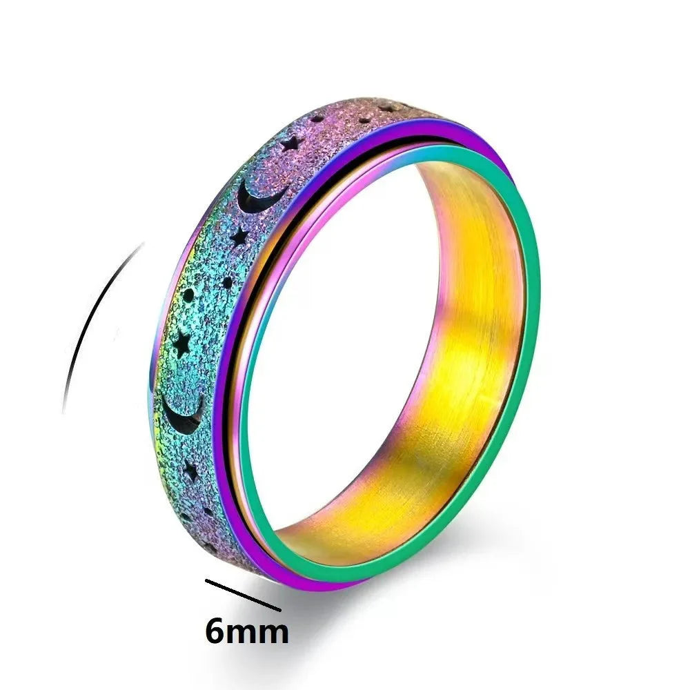 Anillo Giratorio con Cuartos de Luna para Hombre azul