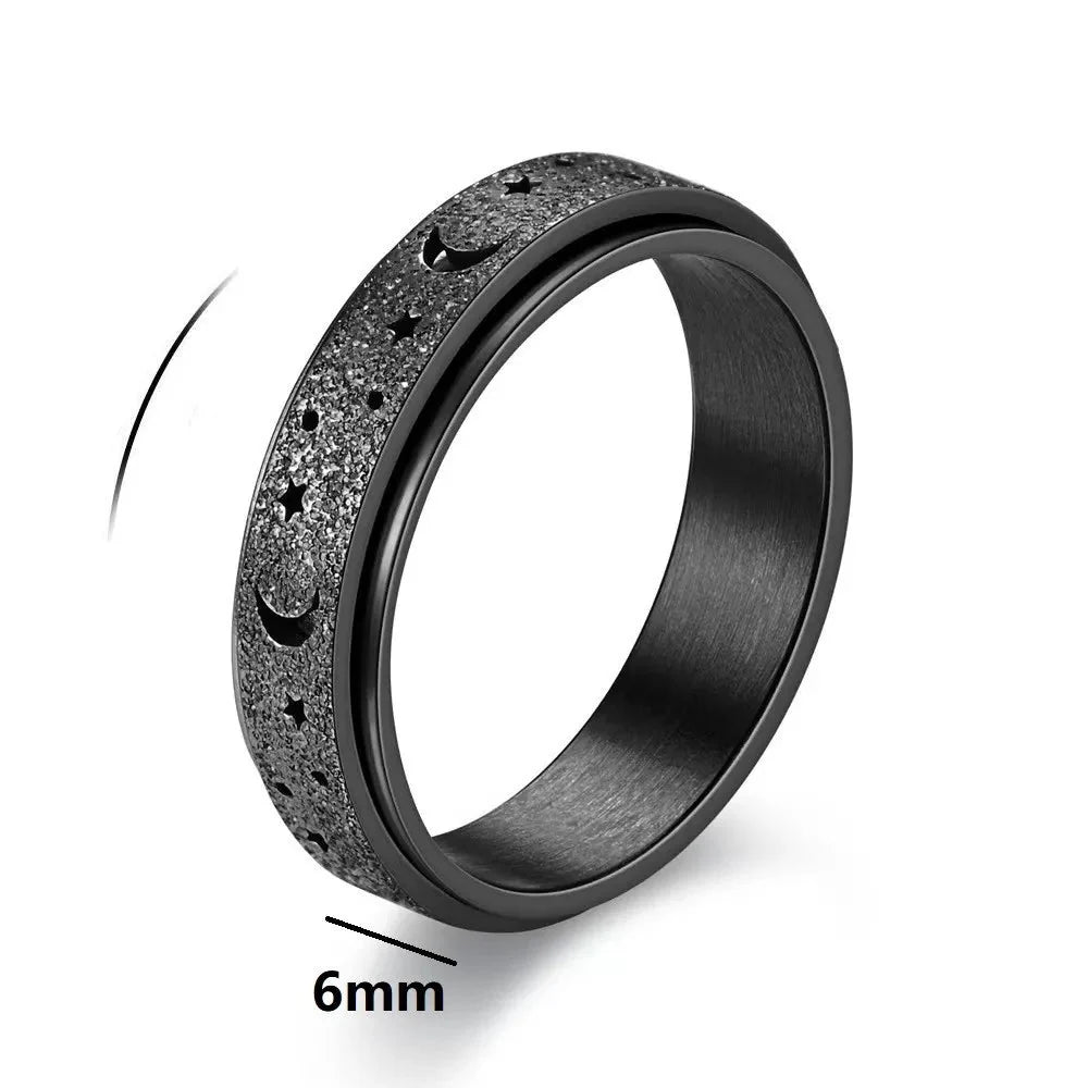 Anillo Giratorio con Cuartos de Luna para Hombre negro