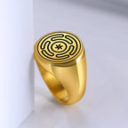 Anillo Rueda de Hécate Strophalos Brujería Wicca oro