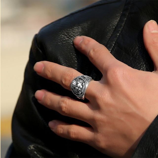 Anillo Cabeza de León plata