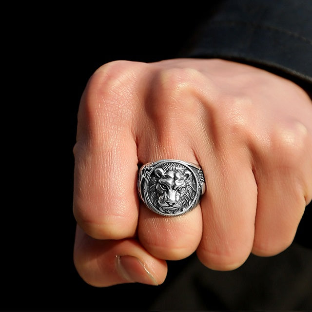 Anillo Cabeza de León plata