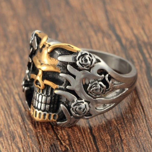 Anillo Cabeza de Calavera Plata y Oro