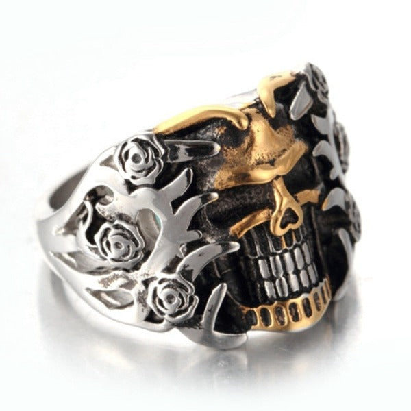 Anillo Cabeza de Calavera Plata y Oro