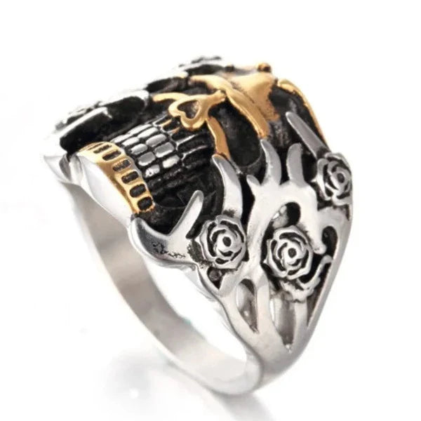 Anillo Cabeza de Calavera Plata y Oro