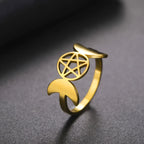 Anillo Triple Luna Fina Hechicería Mujer Wicca oro A