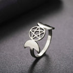 Anillo Triple Luna Fina Hechicería Mujer Wicca plata A