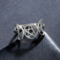 Anillo Triple Luna Fina Hechicería Mujer Wicca plata B