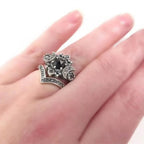 Anillo Triple Luna Hechicería Mujer Wicca negro