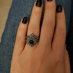 Anillo Triple Luna Hechicería Mujer Wicca negro