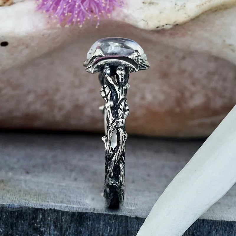 Anillo Triple Luna Hechicería Mujer Wicca Piedra