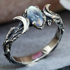 Anillo Triple Luna Hechicería Mujer Wicca Piedra