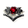 Anillo Triple Luna Hechicería Mujer Wicca rojo