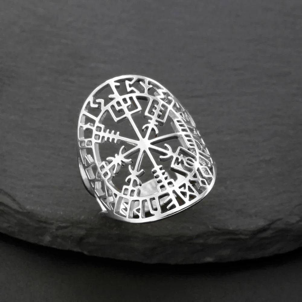 Anillo Vegvisir Brújula Rúnica Vikinga