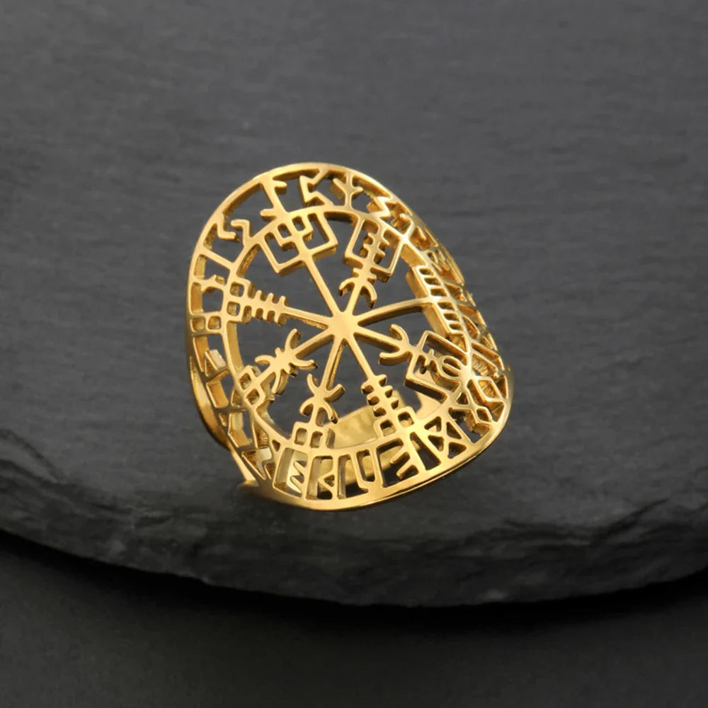 Anillo Vegvisir Brújula Rúnica Vikinga