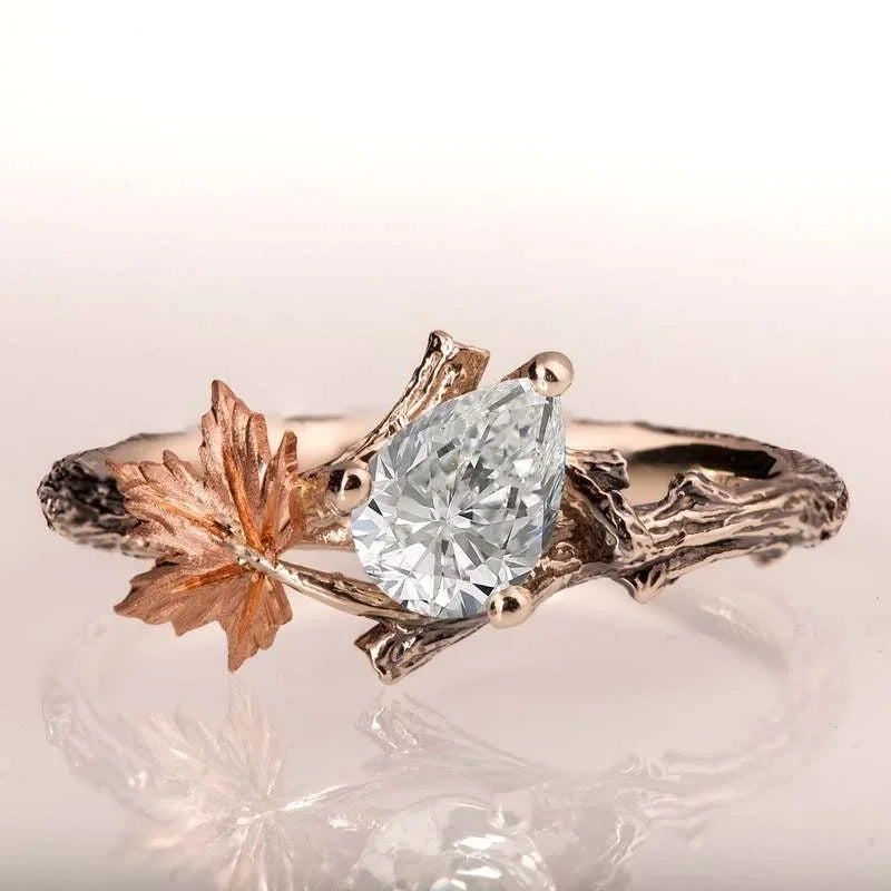 Anillo Vintage con Hoja de Otoño
