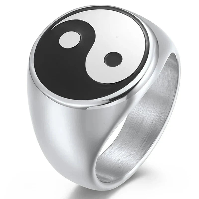 Anillo Yin Yang para Hombre en plata