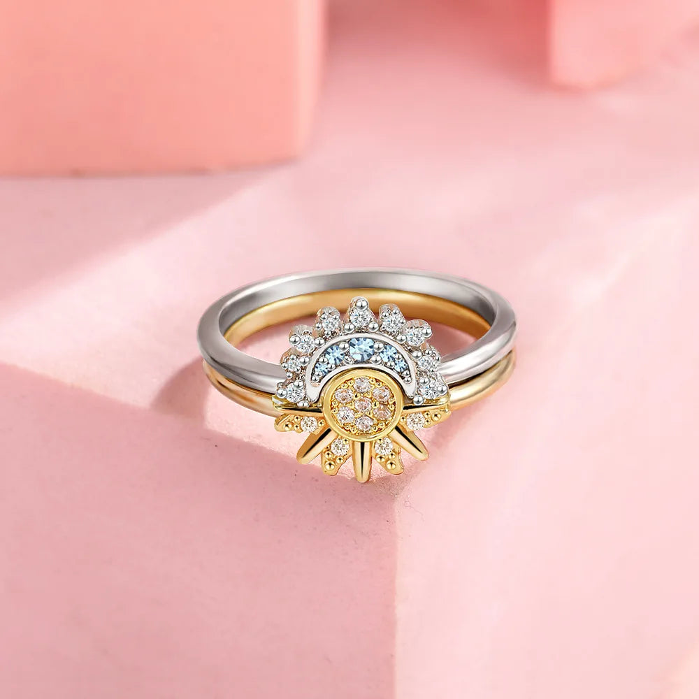 Anillos para Parejas Anillo Sol en Circonita sol y luna