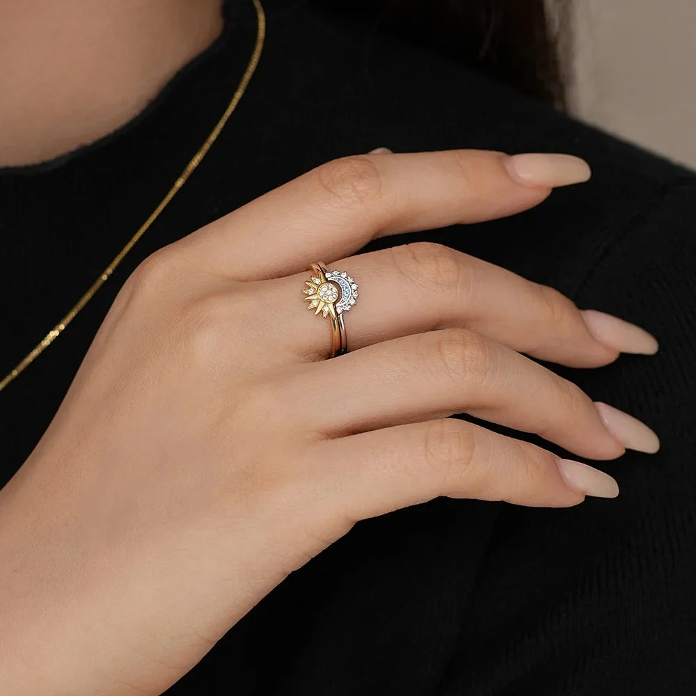 Anillos para Parejas Anillo Sol en Circonita sol y luna