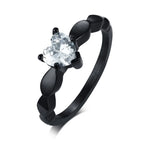 Anillos para Parejas Corazón Anillo Romántico y Circón negro