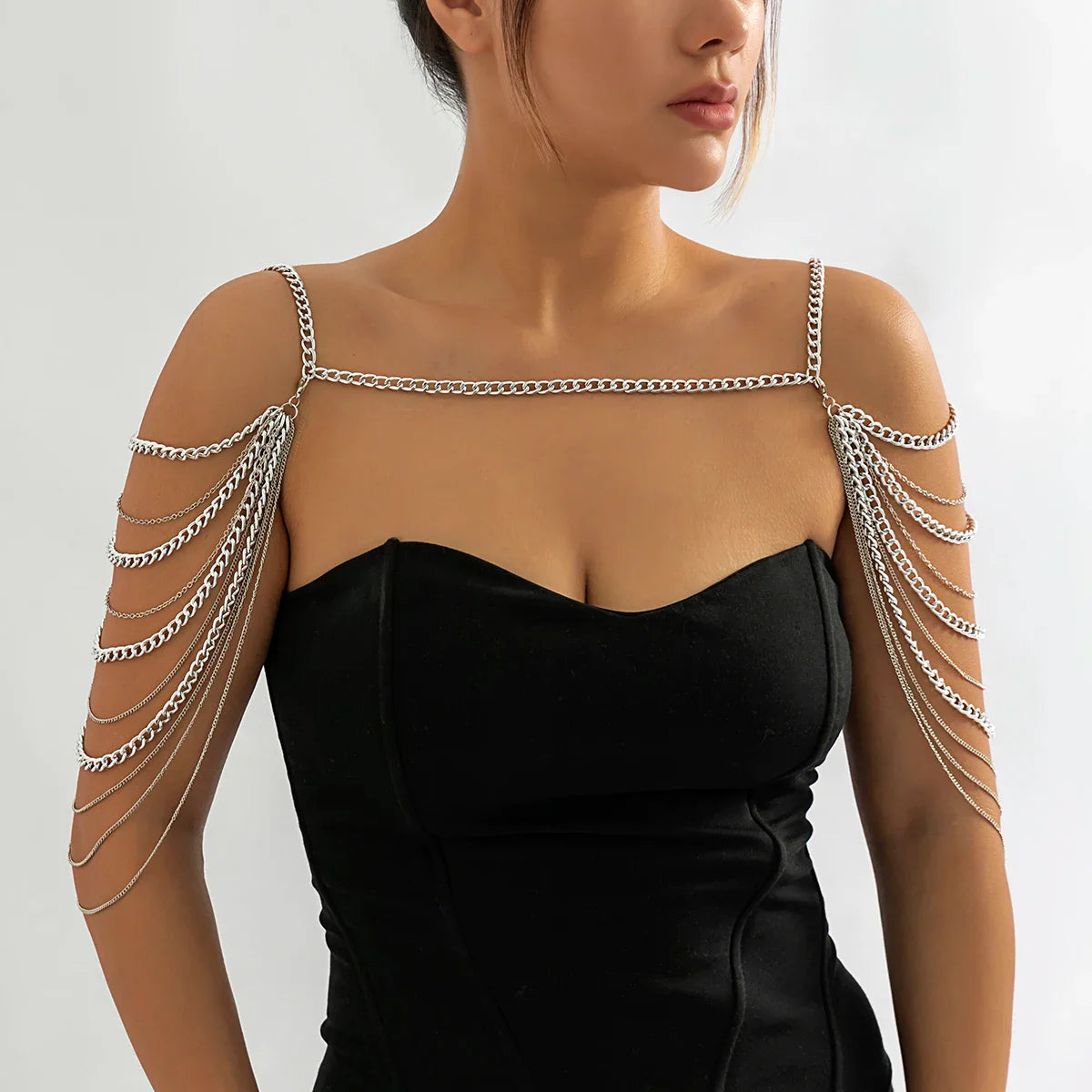 Joya de Hombro para Mujer - Clavícula y Cadena de Hombros plata