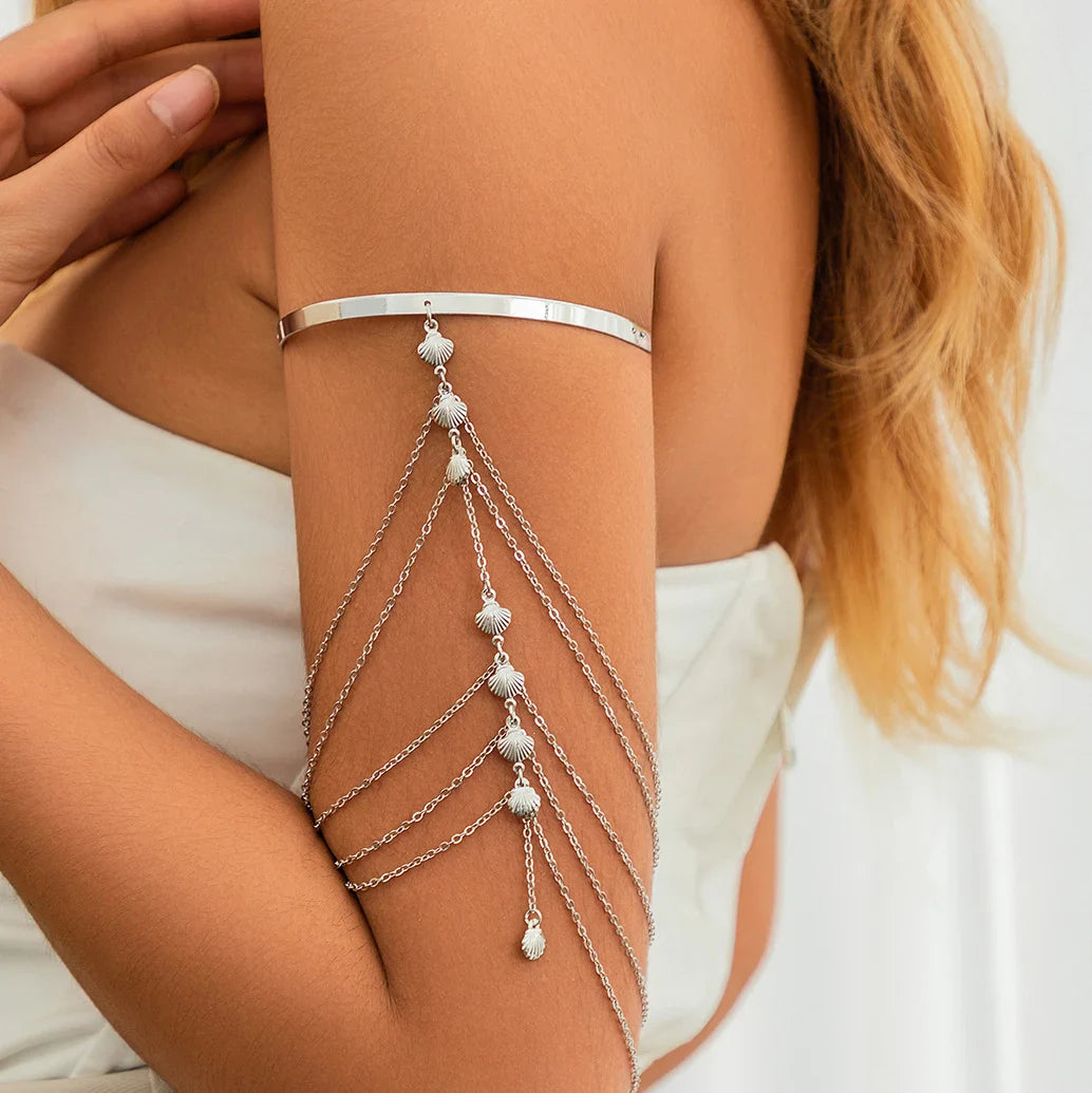 Joya de Bíceps y Brazalete para Mujer - Adorno Elegante Cadena de Brazo plata