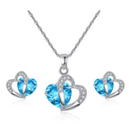 Joyería Corazón Collar y Pendientes azules