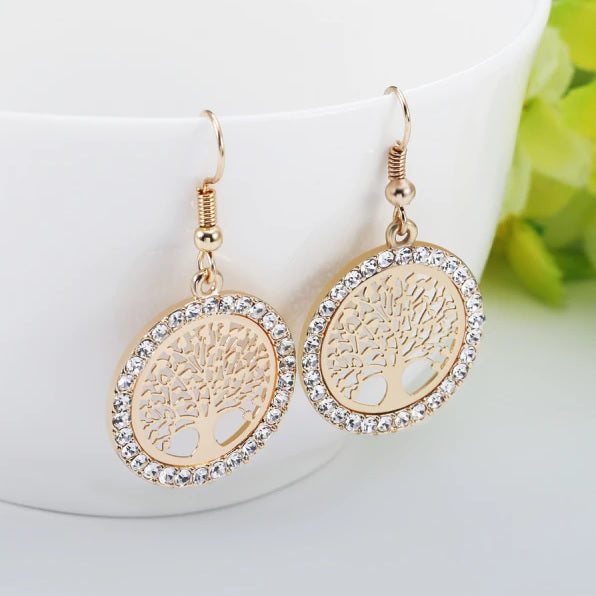 Pendiente Árbol de la Vida oro rosa