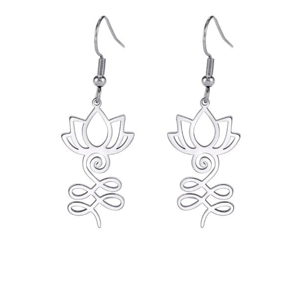 Arete Budista Flor de Loto plata