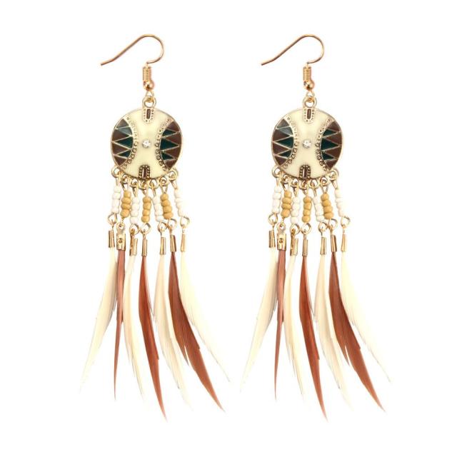 Pendiente Étnico Africano beige