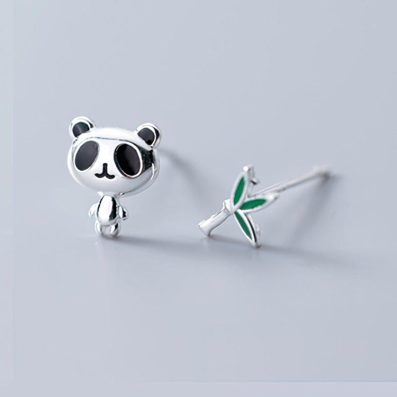 Pendientes Panda Plata