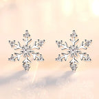 Pendientes de Botón Copo de Nieve para Mujer