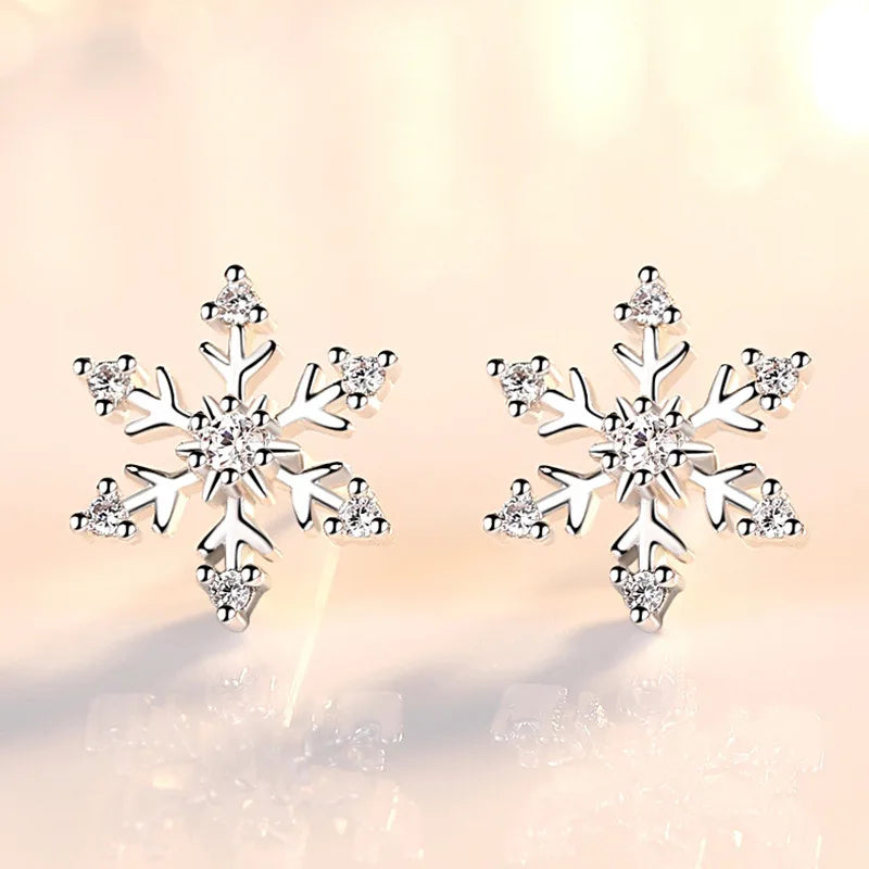 Pendientes de Botón Copo de Nieve para Mujer