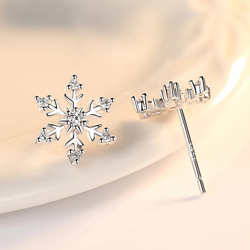Pendientes de Botón Copo de Nieve para Mujer