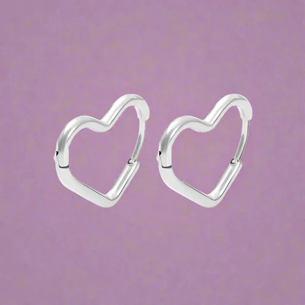 Pendientes Aros de Oreja Corazón Oro Mujer plata
