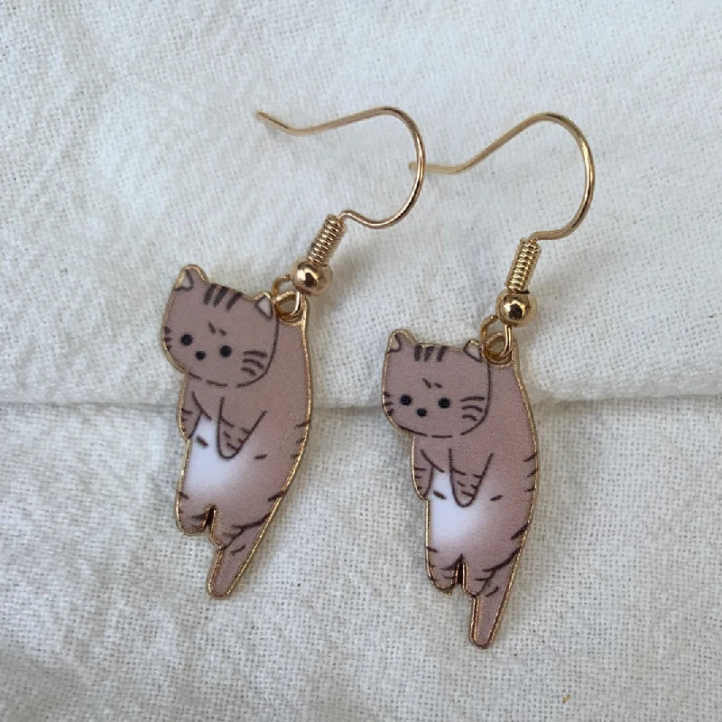 Pendientes de Gato Cute marrón