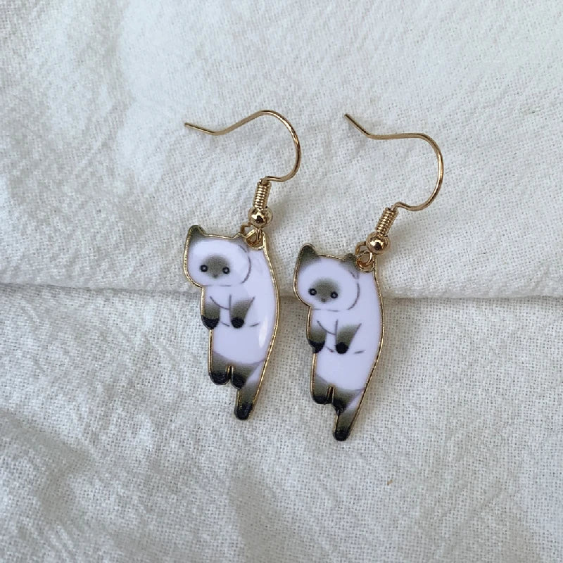 Pendientes de Gato Cute siamés