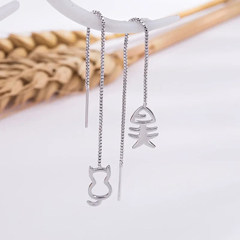Pendientes de Gatos Lindos plateados